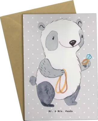 Produktbild von Mr. & Mrs. Panda Klappkarte Schmuckverkäufer Herz - Grau Pastell - Geschenk, weihnachtskarten, Goldschmied, osterkarten, Goldschmuck, einladungskarten, Grußkarte
