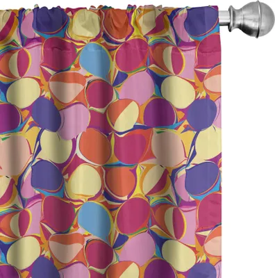 Produktbild von ABAKUHAUS Bunt Vorhänge, Gardinen, Abstraktes Konzept Grunge Kreisformen Muster in Chaotic Farbe geometrische Kunst, 2 Stück 75 x 225 cm, Mehrfarbig