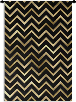 Produktbild von MuchoWow® Wandteppich Wandbehang Muster - Streifen - Gold 60x90 cm Tapisserie Dekoration Wandtuch - Foto-Teppich - Abwaschbar