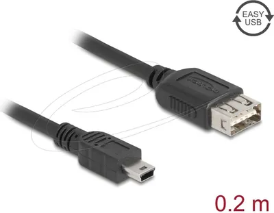 Produktbild von DELOCK USB 2.0 Kabel USB Typ Mini-B St zu USB Typ-A Bu 0,2 m