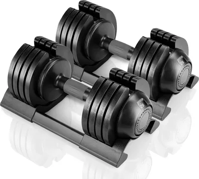 Produktbild von Verstellbare Kurzhanteln - Hantelset 2 x 20 kg - Mit Gewichtsscheiben - 5 Gewichtsstufen - Gummiert - Für Krafttraining