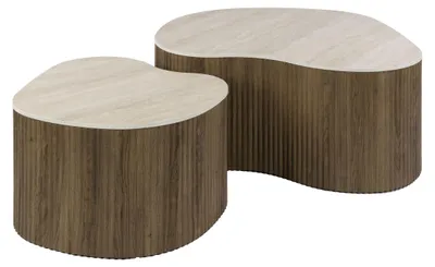 Produktbild von Couchtisch Set Ceramo Medio, 2-teilig, Keramik Travertin Optik, B 90 x T 85 x H 39 cm