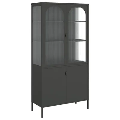 Produktbild von Highboard Schwarz 90x40x180 cm Glas und Stahl