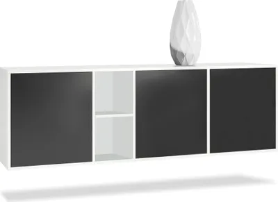 Produktbild von Vladon Kommode Cuba,  Germany, Weiß matt/Schwarz matt - Modernes Sideboard für Ihr Wohnbereich - (BxHxT) 182x53x35 cm