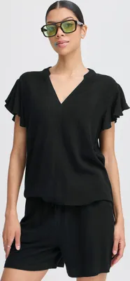 Produktbild von b.young BYFILINEN Damen Bluse Tunika Kurzarm Leinenmix regular fit