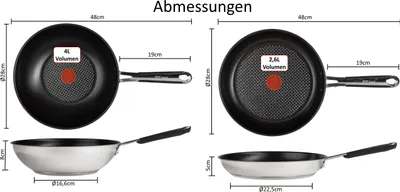 Produktbild von Tefal E89710 Jamie Oliver Pfannenset – 26cm Bratpfanne & 28cm Wokpfanne – Induktionsgeeignet, Titanium Antihaftbeschichtung, Thermo-Spot – inkl.