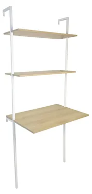 Immagine prodotto di Scrivania con due ripiani - Eucalipto e metallo - Bianco - 76 x 51 x 185 cm