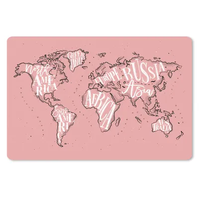 Produktbild von MuchoWow® Mauspad Mousepad Weltkarte - Rosa - Briefe 27x18 cm - Mousepads - Maus Mat - Pad - Mausunterlage - Büroartikel - Desk Matten