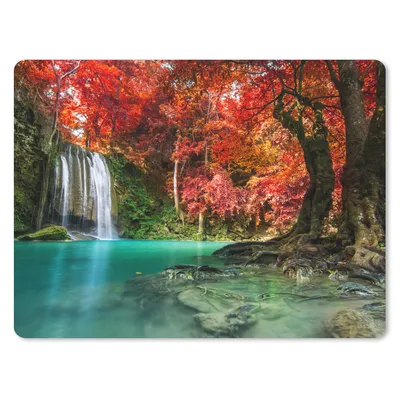 Produktbild von MuchoWow® Mauspad Mousepad Wasserfall - Baum - Rot - Herbst - Wasser 23x19 cm - Mousepads - Maus Mat - Pad - Mausunterlage - Schreibtischunterlage - Mauspad