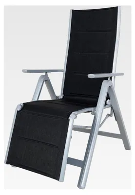 Produktbild von Klappbarer Relaxliegestuhl, Aluminiumrahmen, Silber/Schwarz, 60 x 17 x 92 cm