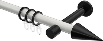 Produktbild von Interdeco Gardinenstange / Vorhangstange Weiß / Schwarz, Typ Prestige Savio (Kegel), 20 mm Ø 1-läufig, 520 cm