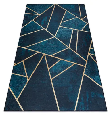 Imagen del producto de Alfombra lavable ANDRE 1173 mosaico, geométrico antideslizante - turquesa / oro azul 120x170 cm