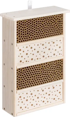 Produktbild von Navaris Insektenhotel aus Holz - Naturbelassenes Insekten Hotel für Fluginsekten - für Bienen Marienkäfer Schmetterlinge Fliegen - Zum Aufhängen