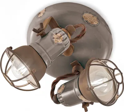 Produktbild von Spot Strahler Keramik Metall E14 verstellbar Taupe Shabby Antik Rostbraun 2-flammig Vintage Design