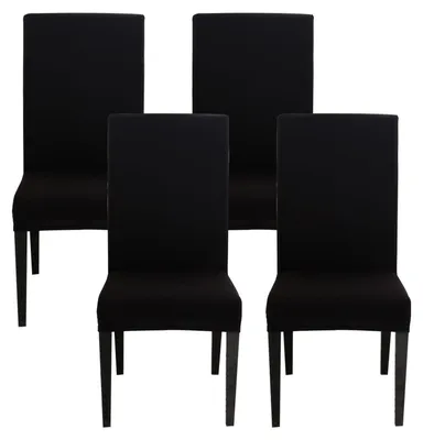 Produktbild von Set aus 4 Universellen Stretch-Stuhlhussen für Esszimmerstühle - Schwarz