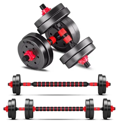 Immagine prodotto di Set di manubri regolabili - 15 kg, in neoprene - con impugnature in gomma antiscivolo - per allenamento di forza e fitness