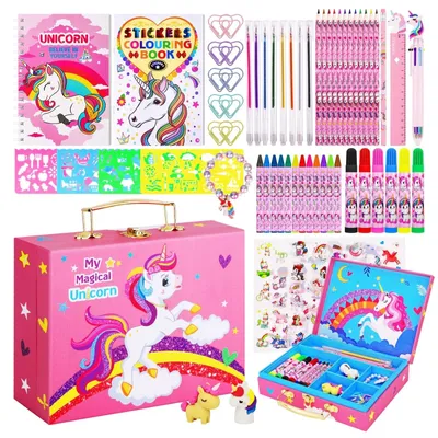 Produktbild von 66-teiliges Einhorn-Malset für Kinder – Malutensilien mit Aufbewahrungsbox