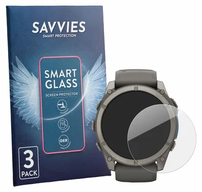 Produktbild von 3x Savvies Schutzglas Folie für Garmin Fenix 9 (51 mm) 9H Panzer Schutzfolie Glas Displayschutz klar transparent