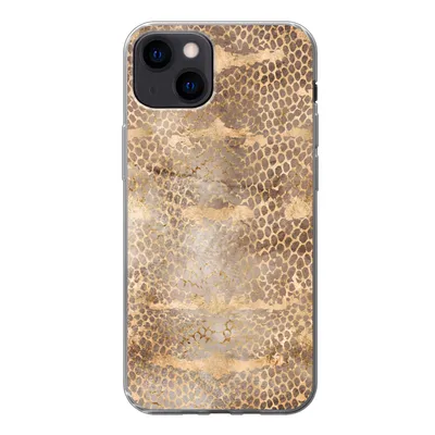 Produktbild von MuchoWow® Handyhülle Schutzhülle Hülle für iPhone 13 Schlangendruck - Gold - Braun Silikon Softcase Handy Hülle - Karteninhaber