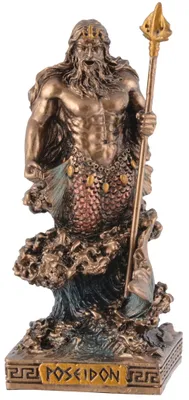 Miniaturfigur Poseidon bronzefarben handbemalt 9 cm