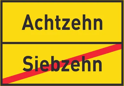 Produktbild von Achtzehn Siebzehn Schild Ortsschild A5 Rückseite selbstklebend