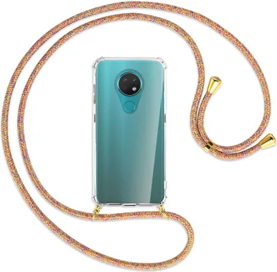 Produktbild von Handykette Backcover-Schutzhülle mit Band (Metall goldfarben) für Nokia 6.2 / 7.2 - Rainbow