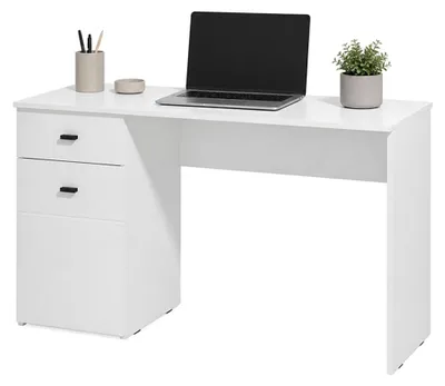 Produktbild von Porven - Schreibtisch, 140x50x77h cm, Mattweiß, eine Schublade