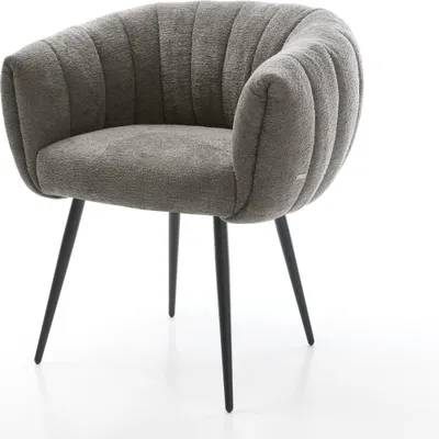 Produktbild von DELIFE Esszimmerstuhl Jada-Flex Bouclé Soft Schlamm 4-Fuß konisch Schwarz Taschenfederkern