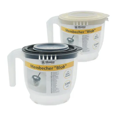Produktbild von Kunststoff Messbecher 2,2 Liter mit Deckel mit Rühröffnung Rührschüssel Küchenschüssel Maßbecher Messbehälter