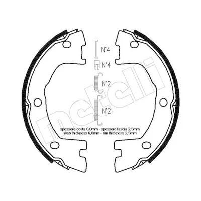 Produktbild von METELLI 53-0097K Handbremsbeläge für IVECO Daily VI Kastenwagen Handbremse 172,0mm