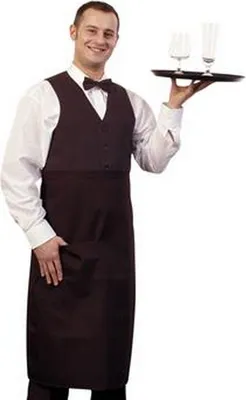 Image de Tablier de bistrot BonChef, 79 cm de long AB243 (taille unique) (Noir)