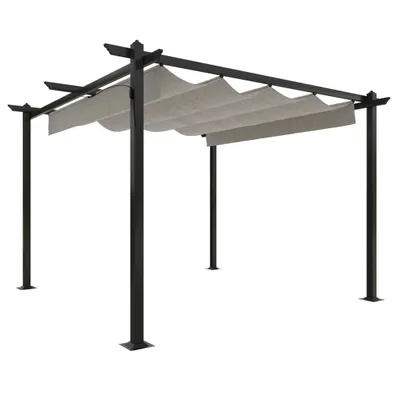 Image de vidaXL Pavillon avec toit extensible 3x3 m Crème