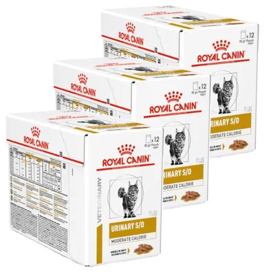 Produktbild von Royal Canin Veterinary Urinary S/O Moderate Calorie 36x85g Nassfutter in Soße für Katzen mit Struvitsteinen