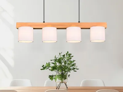 Image de Lustre CAMERON bois clair-noir-blanc 4xE14x28W bois, dimensions : 150x75x12 cm, IP20, RL