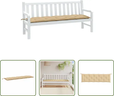 Productafbeelding van Living Store tuinbankkussen, kleur Melange Beige, afmetingen 180x50x7 cm, materiaal: stof