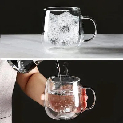Productafbeelding van Dubbelwandige koffieglazen met handvat, 2 stuks, 250 ml, borosilicaatglas, isolatiebeker voor latte macchiato, cappuccino, thee, warme en koude dranken, vaatwasmachinebestendig