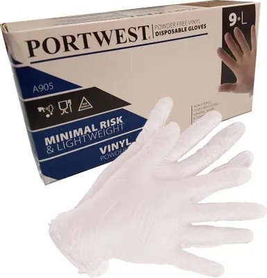 Produktbild von Einweghandschuhe aus puderfreiem Vinylgummi (Clear, L) - 100 Stück