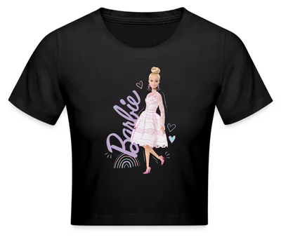 Produktbild von Spreadshirt Barbie Hochzeitskleid Crop Top, XS, Schwarz