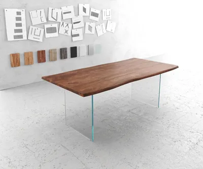 Produktbild von DELIFE Esstisch Edge 200x100 Akazie Braun Glas Live-Edge