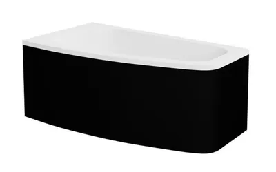 Produktbild von Badewanne - Asymetrisch LUNA 150X80 cm LINKS mit Ablaufgarnitur und Füßen (mit Schwarz Schürze)