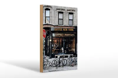 Produktbild von Holzschild Spruch 20x30cm Coffee new York Kaffee