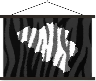 Produktbild von MuchoWow® Textilposter Karte - Belgien - Zebra 120x80 cm mit schwarzem Rahmen - Wanddeko
