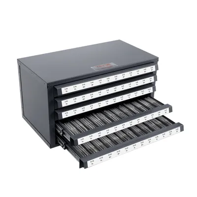 Produktbild von VEVOR Schneidbohrer-Spenderschrank, Gewindebohrer-Organizer mit 5 Schubladen für #2-56-#12-28 Bohrerspender-Organizerschrank aus Stahl mit Etiketten, Stapelbarer Schrank mit 60 Fächern Grau