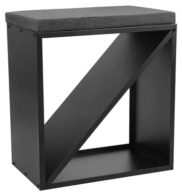 Produktbild von Ikodm Kaminholzregal mit gepolsterter Sitzfläche, schmaler Brennholzständer aus schwarzem Metall für Innen, 60 × 36 × 59 cm