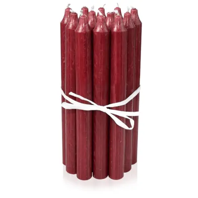 Produktbild von Dänische Premium Stabkerzen 12er Set, Leuchterkerzen, Tischkerzen, Tafelkerzen Farbe: Bordeaux, Höhe: 18 cm