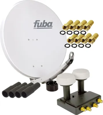 Produktbild von FUBA SAT Anlage DAA 850 G ALU Grau PremiumX Quad Monoblock 8x F-Stecker 4x Tülle
