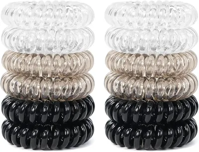 Produktbild von 12 Spiral-Haargummis, elastische Zopfgummis im Telefonkabel-Design für Mädchen und Damen