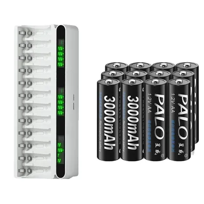 Produktbild von Wiederaufladbare Batterien, 3000mAh Kapazität, Schnellladung, 12AA 1 Ladegerät