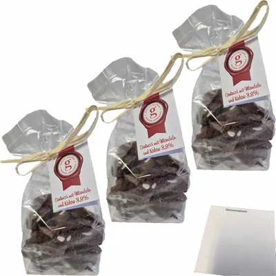 Produktbild von Gisellas Bottega Cantucci mit Mandeln und Kakao 3er Pack (3x250g Packung) + usy Block