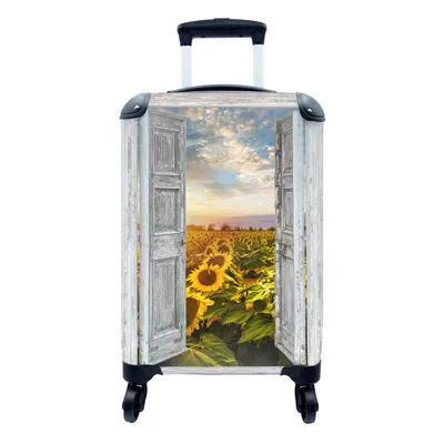 Produktbild von MuchoWow® Koffer Handgepäck Trolley Rollkoffer Kleine Reisekoffer mit 4 Rollen - Transparent - Sonnenblume - Blumen - Sonne - Cabin Size < 55x40x23 cm & 55x40x20 cm - Fotokoffer - Kabinenkoffer - Boardgepäck - Reise-Box - Reisekoffer - Reisegepäck - Koffer mit Bild - Trolley für Kinder